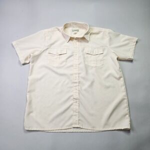 HABAND Short Sleeve Shirt Men's XL Cream Ivory Utility Double Pocket